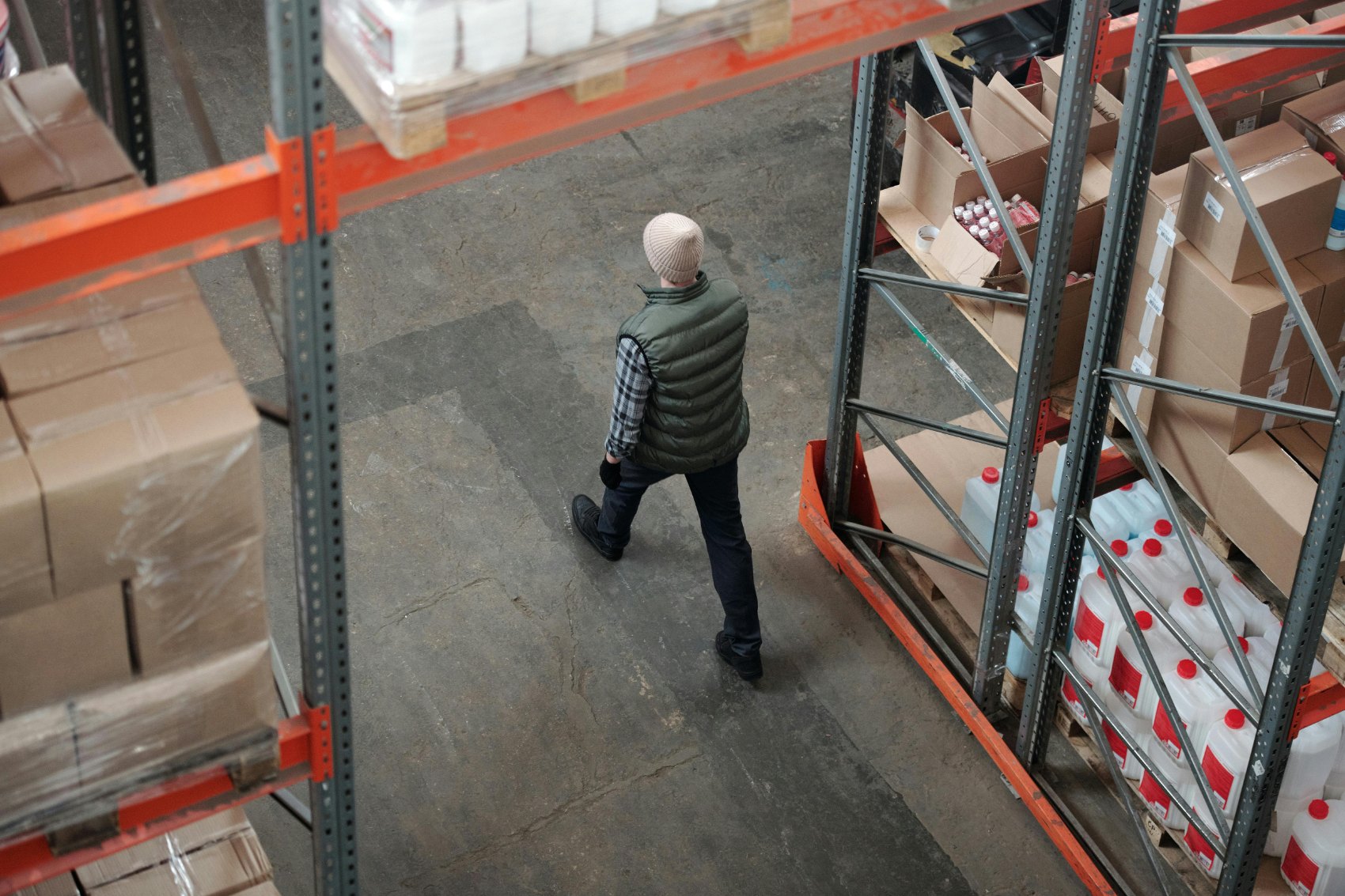 Warehouse aisle with pallet racking